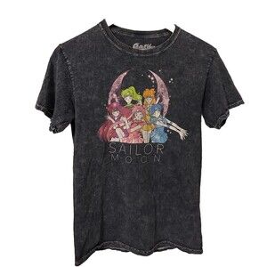 Sailor Moon Women's XS Gray Guardians Washed Boyfriend Fit T-Shirt-00089
